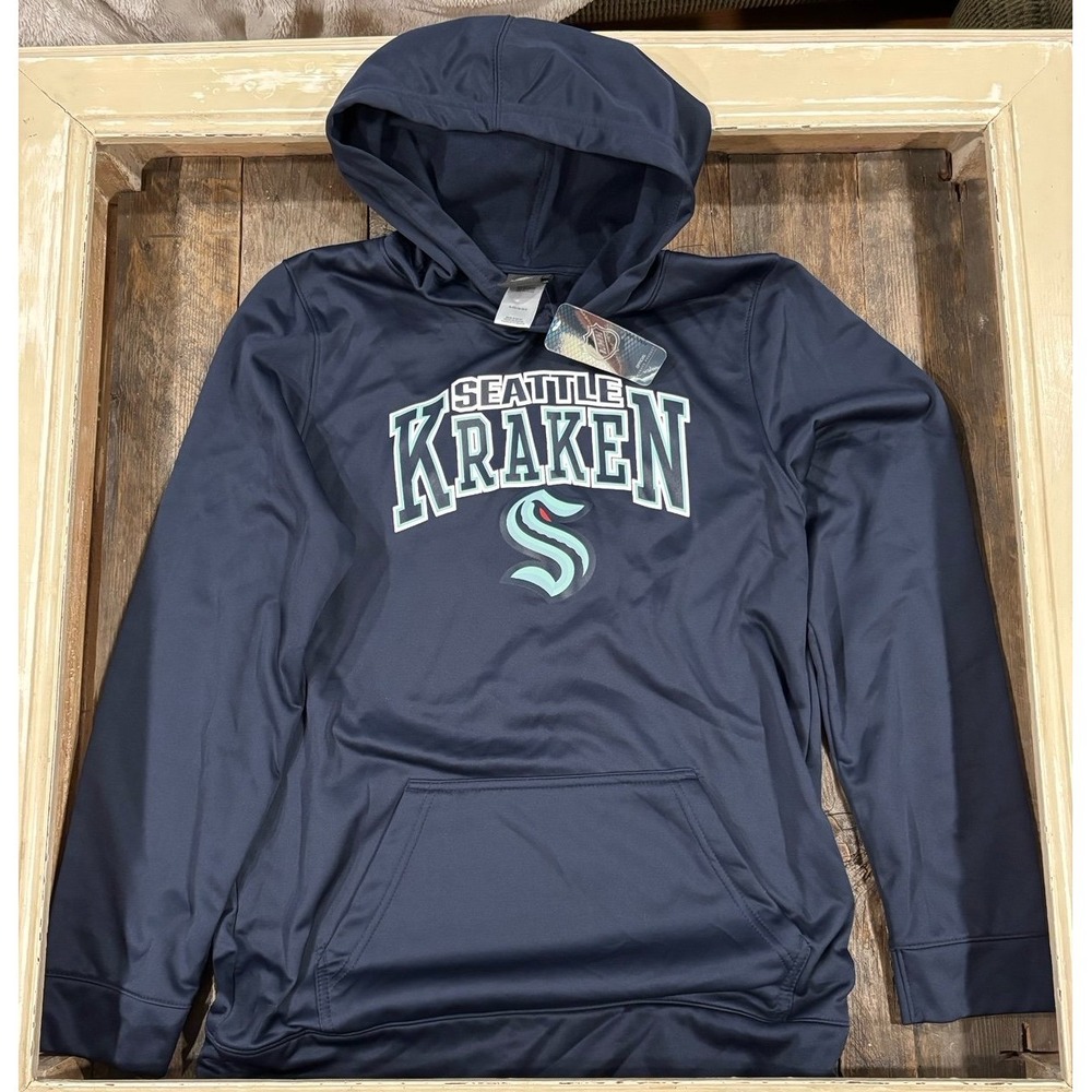 NHL Seattle Kraken Youth XL Hoodie Navy Blue Hockey Sweatshirt NWT